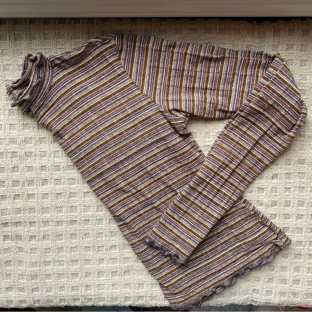 Free People Intimately Striped Turtleneck Lettuce Hem Top